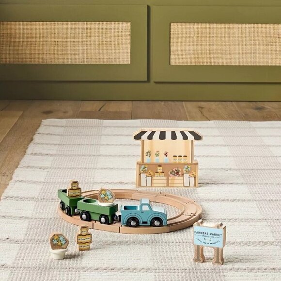 Hearth & Hand Magnolia Toy Farmer's Market Playset 21pc Wood Train Accessory - Picture 2 of 4